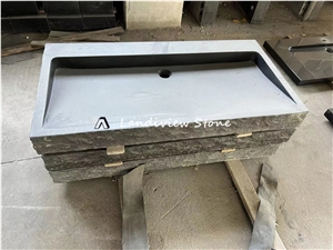 Rock Face Black Granite Sink Outdoor Stone Basin