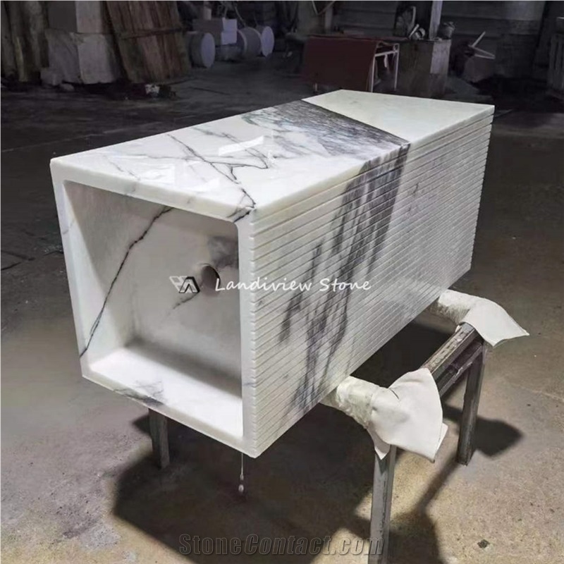 Stone Basin White Marble Free Standing Sink
