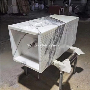 White Stone Square Freestanding Wash Basin Bathroom Sink