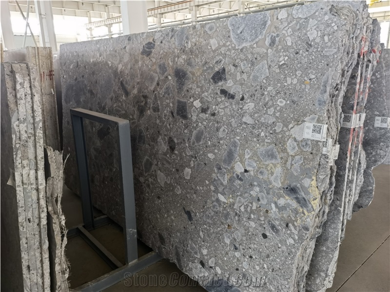 Italy Fossil Grey Marble Slab Tile In China Stone Market
