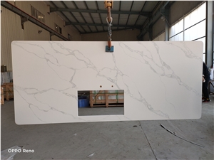 Grey Veins Artifical 5012 Calacatta White Quartz Countertops