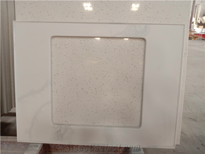 Grey Veins Artifical 5012 Calacatta White Quartz Countertops
