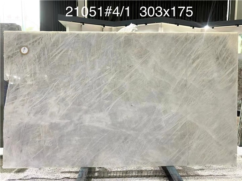 Luxury Brazil White Crystal Fjord Quartzite Slabs