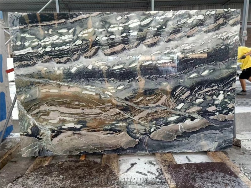 LUXURY BROWN GREEN MARBLE SLAB FOR WALL