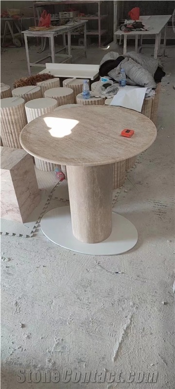 Travetine Stone Furniture Cafe Top Tea Top