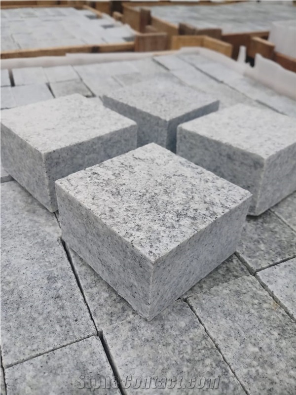 Indian Grey Granite Cubes Cobble Stones 10X10 Cm Sawn Finish