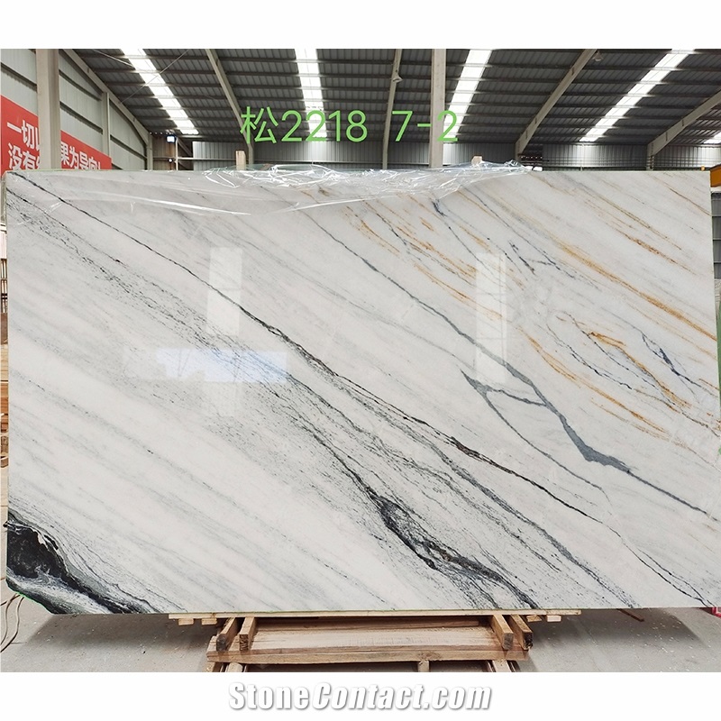 China White Marble With Black Veins Slab For Interior Decor