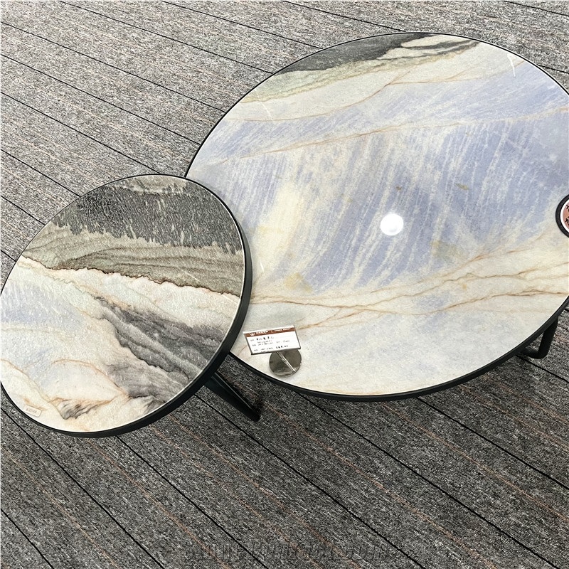 Luxury Stone Round Coffee Table Set For Living Room Decor