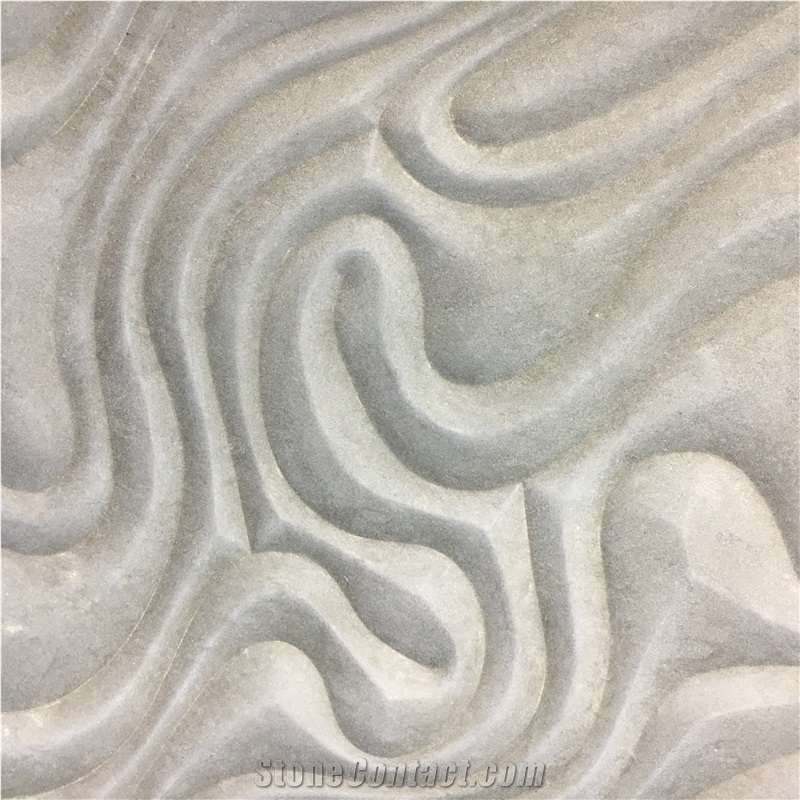 CNC Stone Laser Engraving Panel 3D Marble Carved Wall Relief