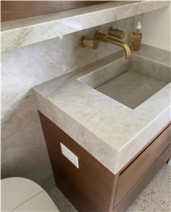 Integrated Stone Bath Sink Quartzite Taj Mahal Counter Basin