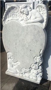 Marble Sculpture Angel Monument Carrara Heart Tombstone