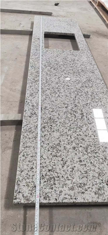 Prefab Kitchen Countertop White Granite Perimeter Bench Tops