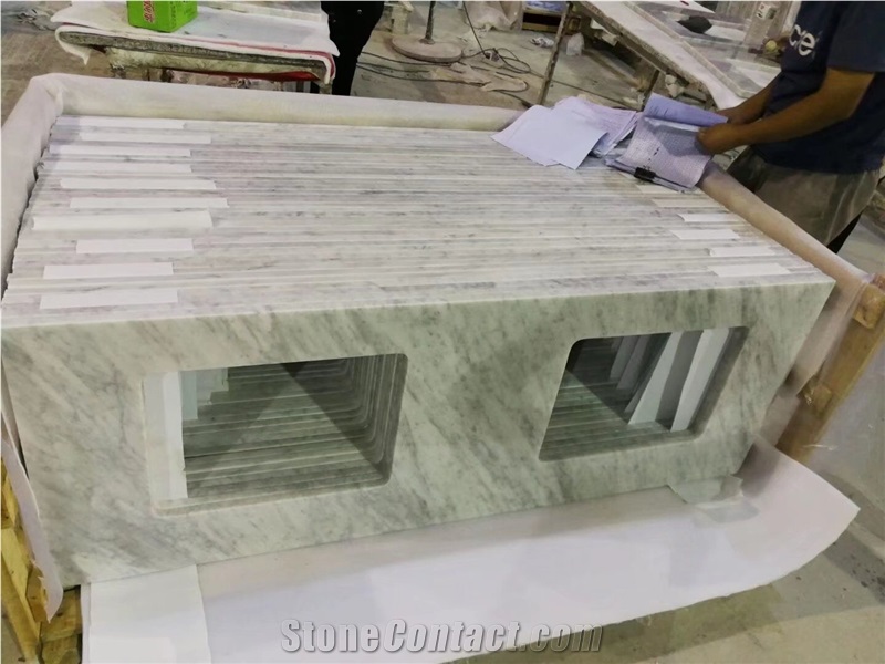 Prefab Stone Vanity Tops Marble Volakas Bathroom Countertop