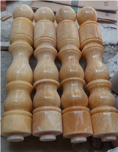 Sculptured Solid Stone Column Honey Onyx Stone Pilasters