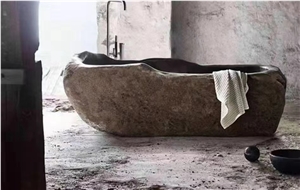Solid Natural Stone Eclipse Bathtub River Stone Oval Bathtub