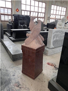 Stone Animal Birds Sculpture Imperial Red Granite Art Statue