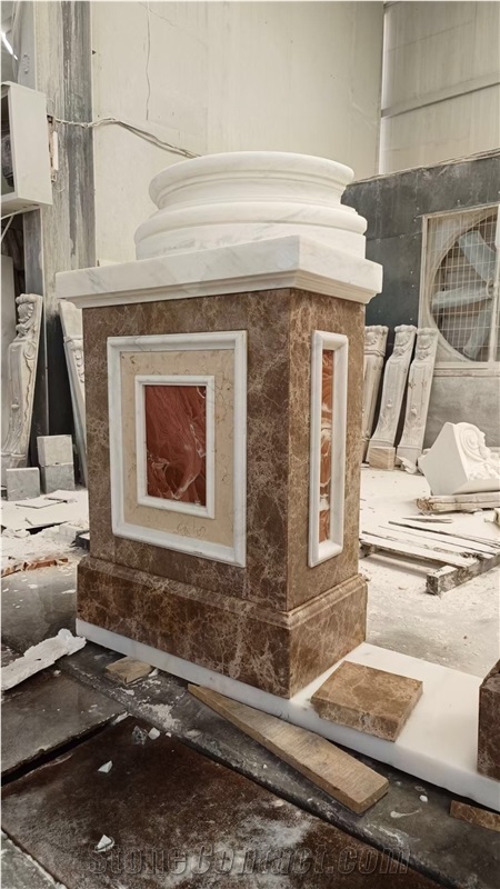 Stone Carved Interior Column Marble Thassos Roman Art Column