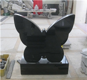 Upright Granite Headstone Mongolia Black Butterfly Monument