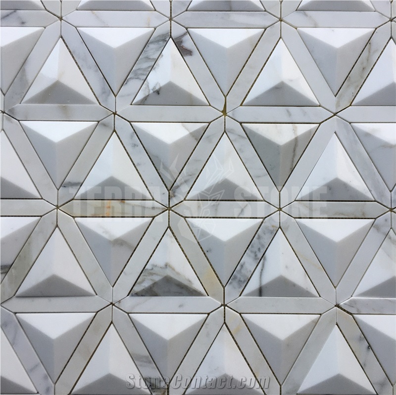 3D Triangle Marble Mosaic Design Wall Tile Art Tiles