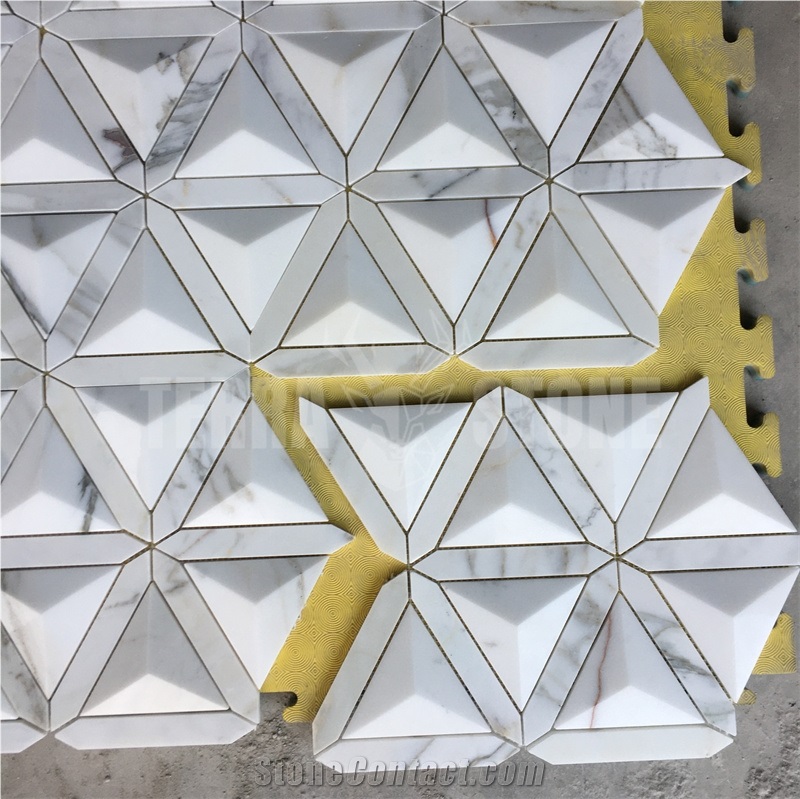3D Triangle Marble Mosaic Design Wall Tile Art Tiles
