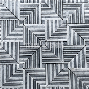 Bardiglio Carrara Gray And White Marble Mosaic Waterjet Tile