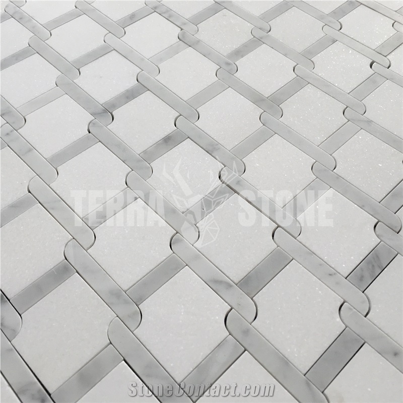Carrara Marble Thassos White Stone Knot Waterjet Mosaic Tile
