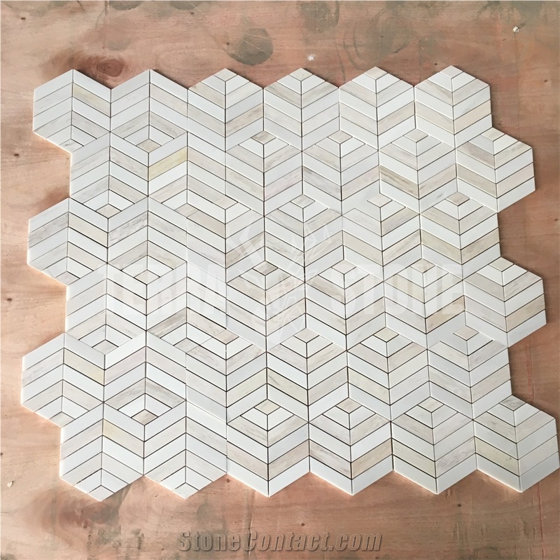 Chevron Kitchen Backsplash Wall Mosaic Tile Hexagon Mosaics