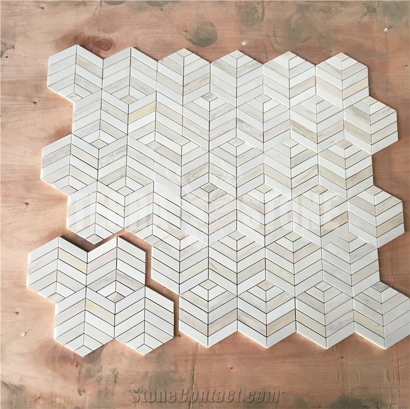 Chevron Kitchen Backsplash Wall Mosaic Tile Hexagon Mosaics