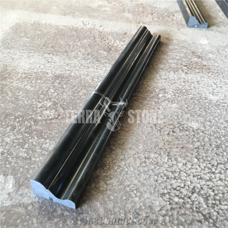 Nero Marquina Black Marble Crown Moulding Trim Molding
