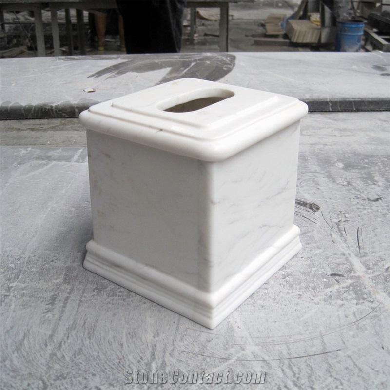 Custom Made White Marble Tissue Paper Holder