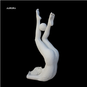 White Marble Female Synchronized Swimmer Sculpture