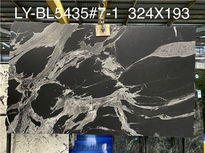18MM Polished Black Python Granite Slab Tiles Background Wall