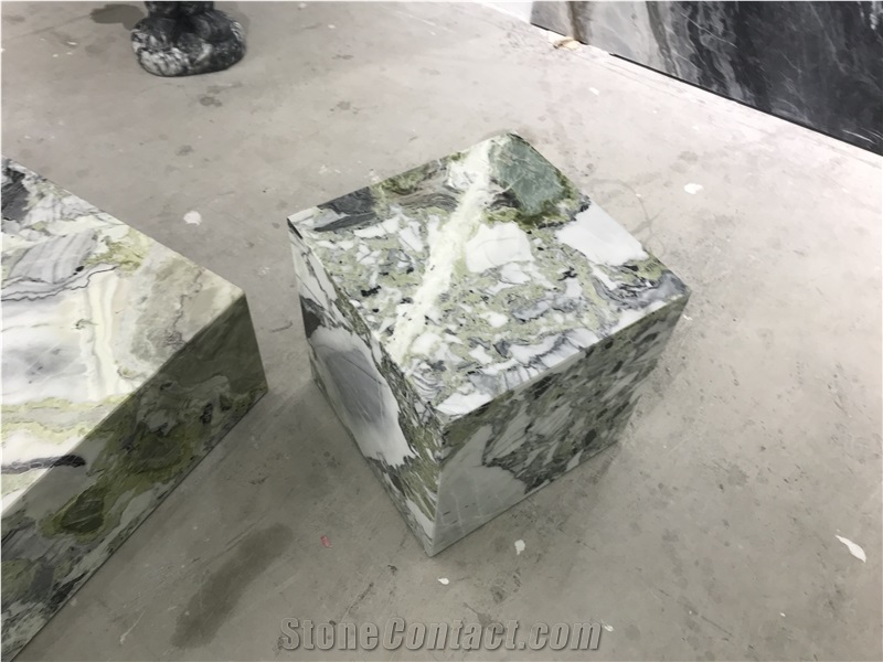 Green Marble Plinth Coffee Table Cocktail Table Pedestal