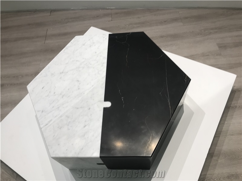 Marble Plinth Hexagon Coffee Table Marble Cocktail Table