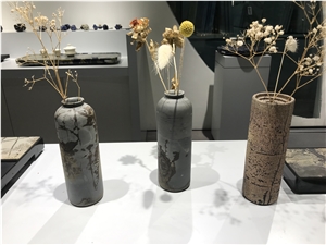 Modern Design Fossil Stone Vase Fancy Home Decoration