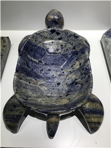 Sodalite Blue Granite Turtle Handcrafts Stone Animals Gift