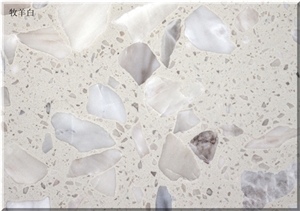 White Color Big Particle Artificial Marble Slabs