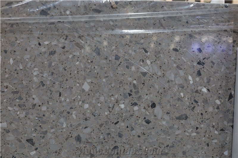 China Grey Cement Terrazzo Large Slab Polish For The Wall