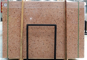 Gold Pink China Inorganic Terrazzo Large Slab Polish