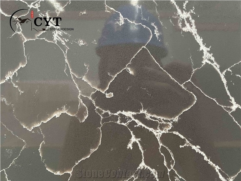 Black Engineered Quartz Stone Slabs For Wall And Floor Tiles