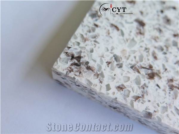 Double Color 30Mm Quartz Stone Slab For Flooring Tiles