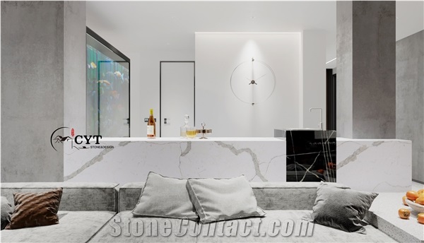 Marble Look Quartz Modern, Commercial,Residential 30Mm Kitchen Design Decor