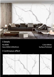 Artificial Calacatta White Porcelain Stone Slab For Wall