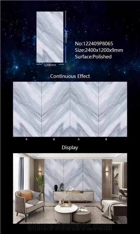Blue Artificial Porcelain Wall And Floor Slabs For Decors
