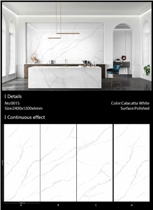 Calacatta White Porcelain Artificial Slab For Wall And Floor