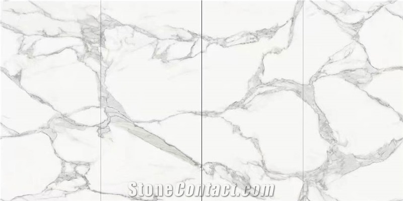 China White Calacatta Porcelain Slabs Use For Floor Decor
