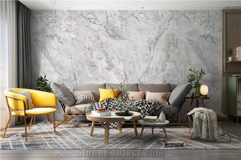 Chinese Light Grey Artificial Sintered Stone Slabs For Walls