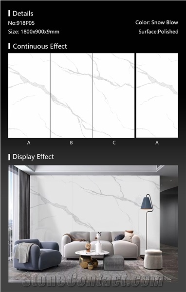 Top Sale CHINESE White Sintered Stone Slab For Villa Design