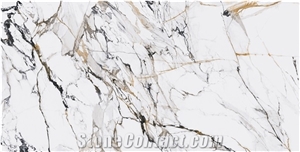 1600*3200MM BOOKMATCH GLOSSY GOLDEN YEAR PORCELAIN SLAB