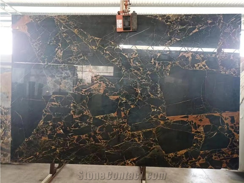 Chinese Nero Portoro Gold Marble Slabs Tiles